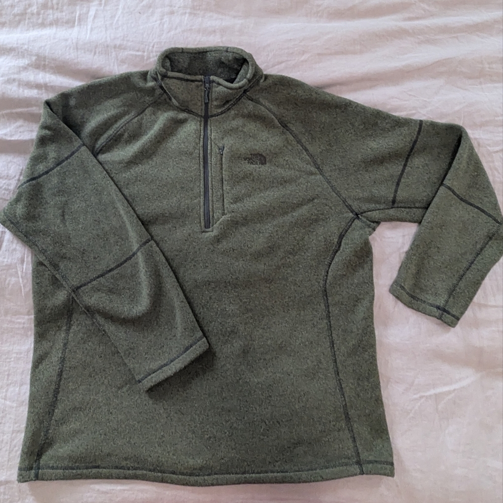 The North Face Forest Green Fleece Pullover Zip Sweater